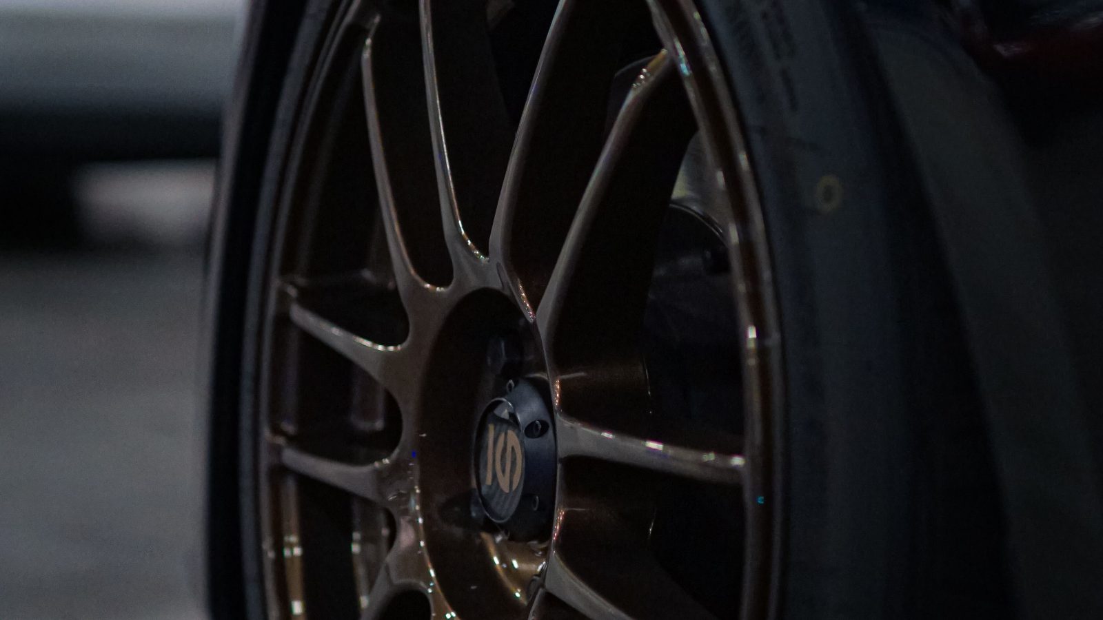 Close-up of a black car wheel rim