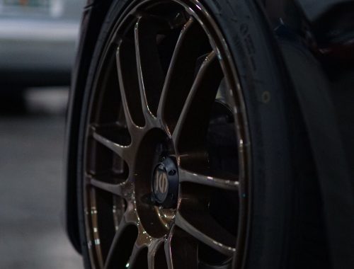 Close-up of a black car wheel rim