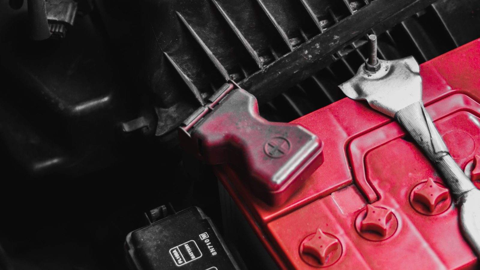 Close-up photo of a car's battery