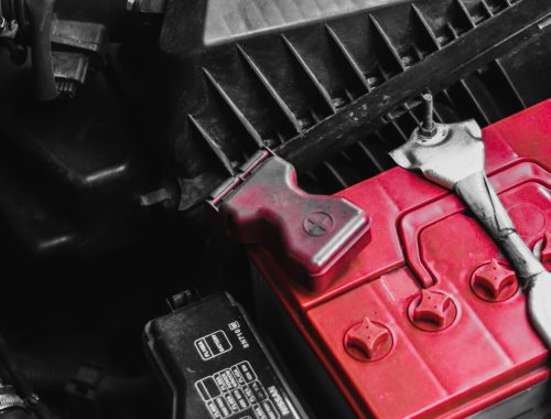 Close-up photo of a car's battery