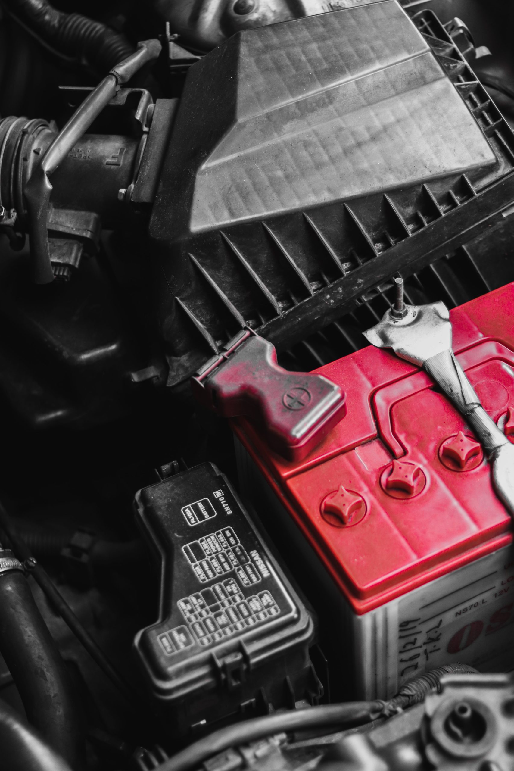 Close-up photo of a car's battery