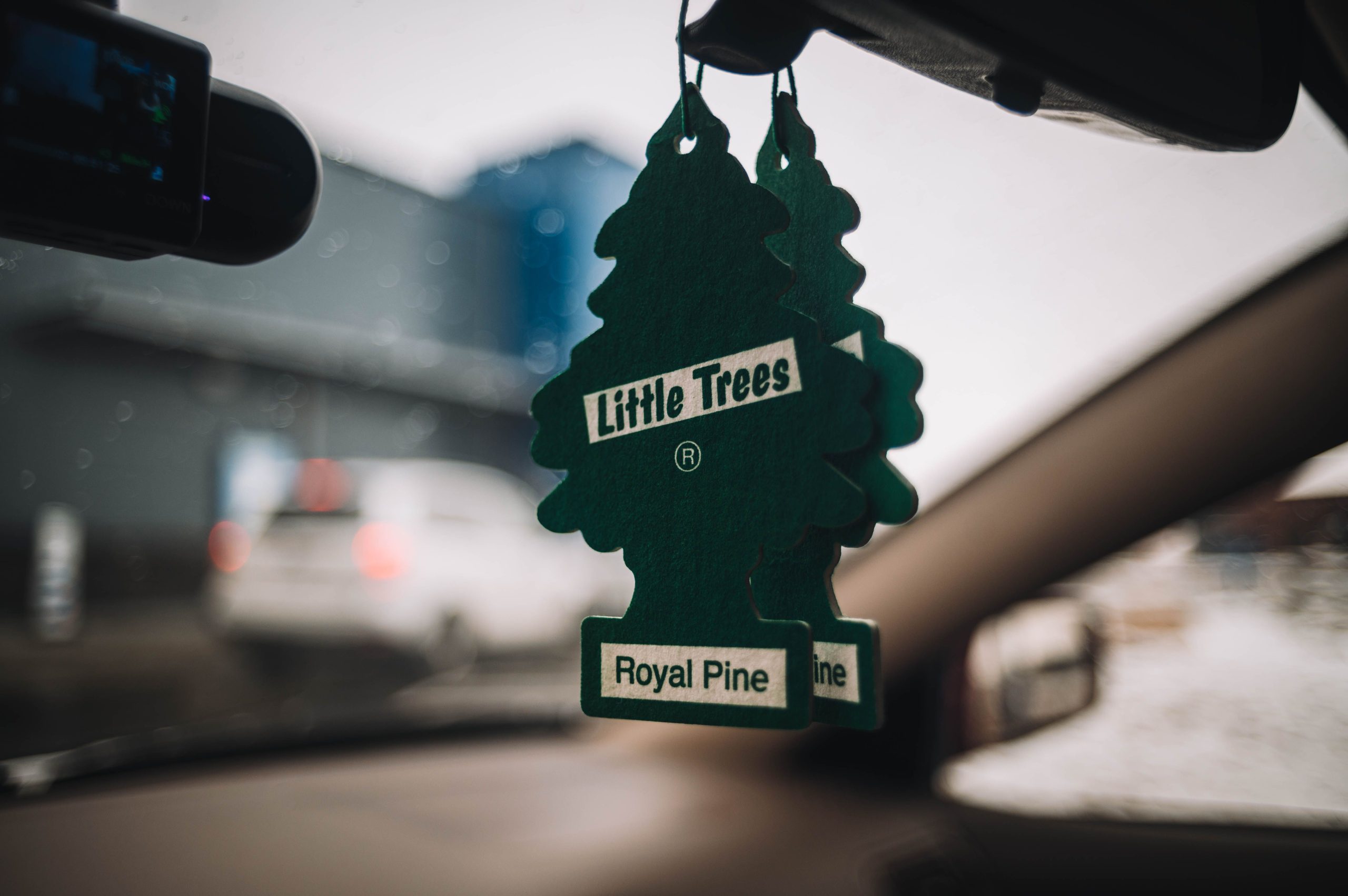 Air freshener hanging in a car
