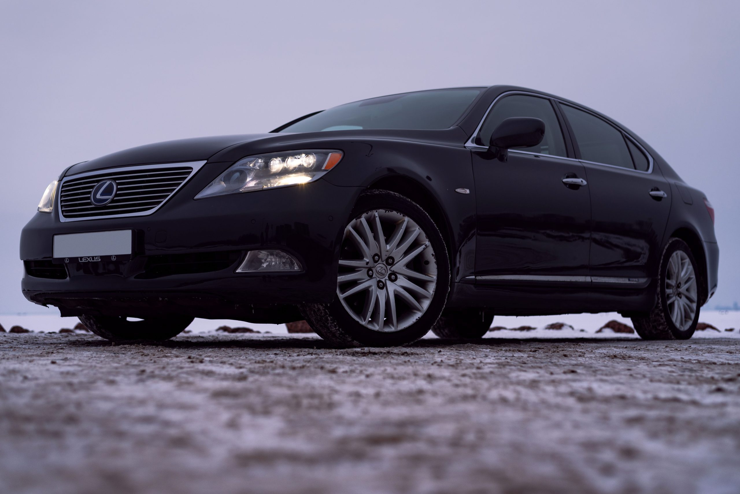 Car on a snow-covered parking lot