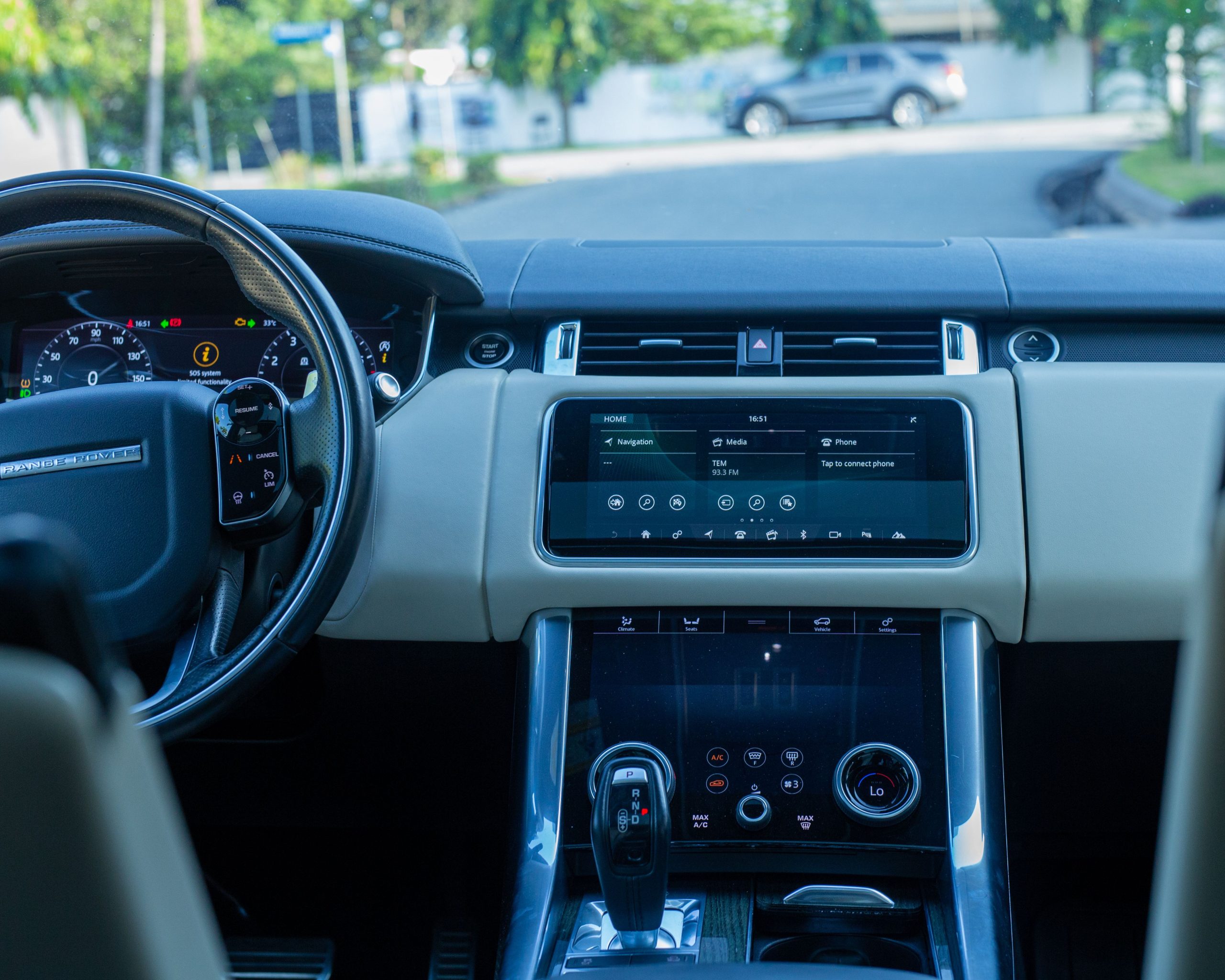 Luxury car interior with modern dashboard