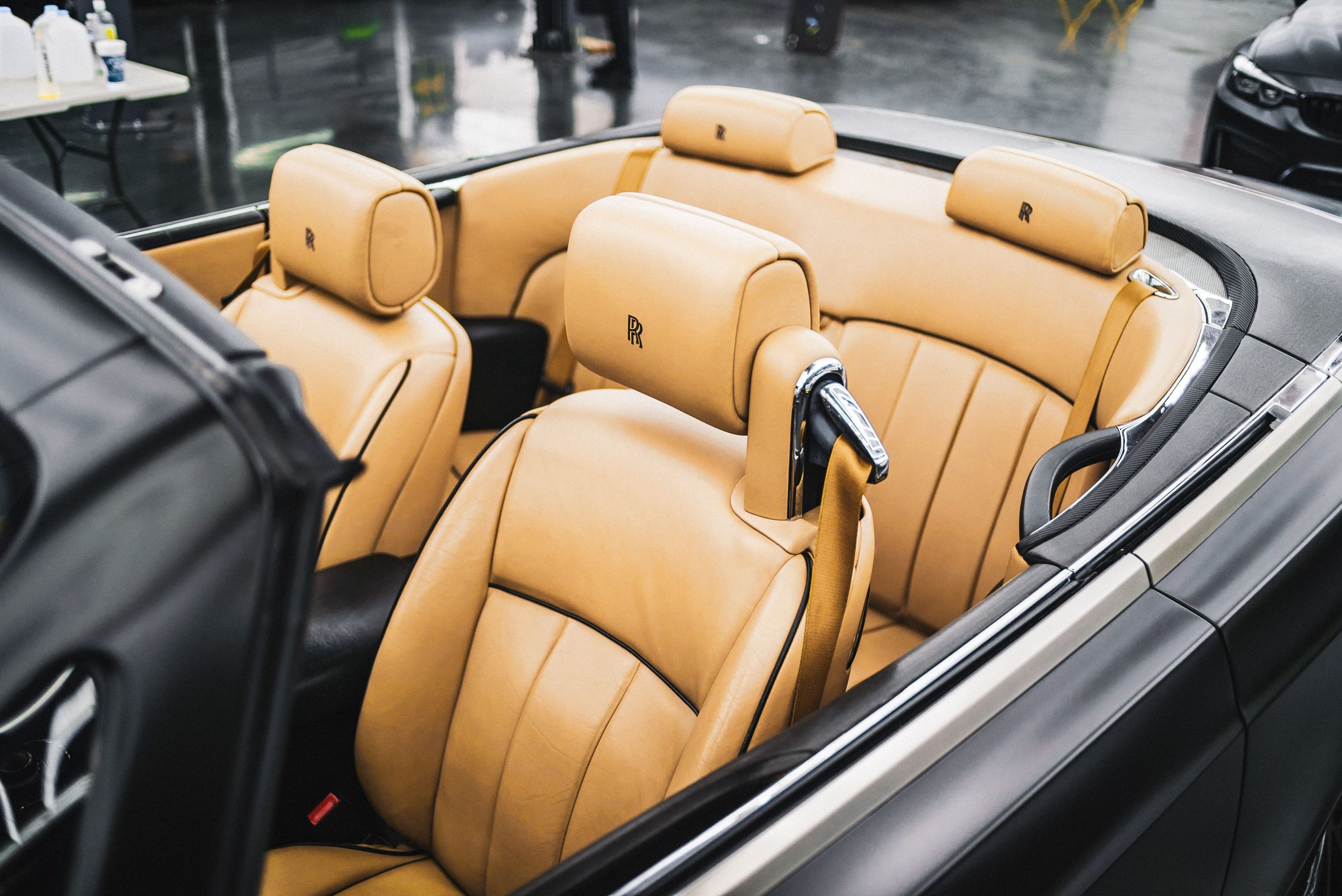 Tan leather car seats interior