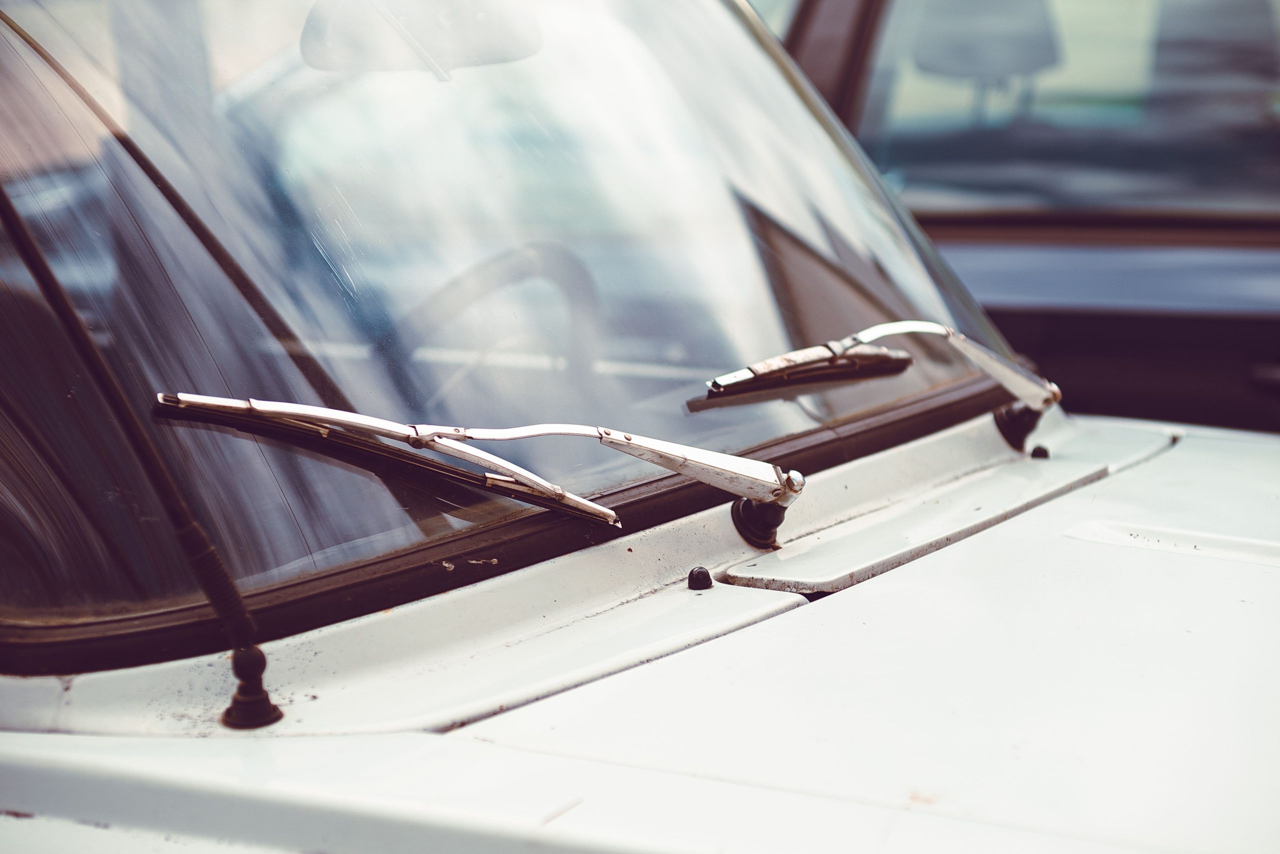 Windshield wipers on a car